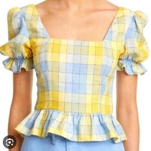 STAUD Dock Top in Coastal Blue Check